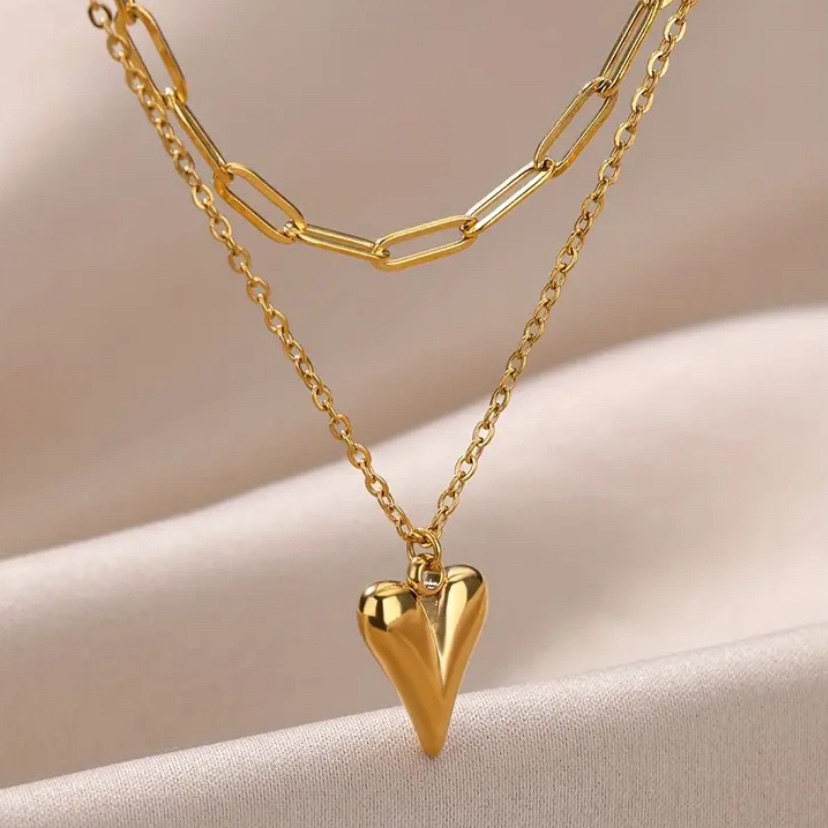 18k Gold Polished Double Layered Necklace